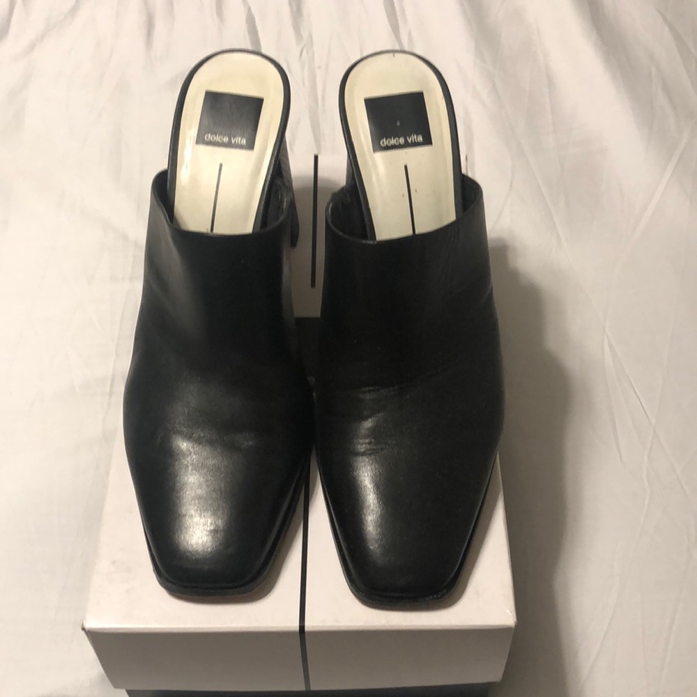 Dolce Vita Black Leather Mules